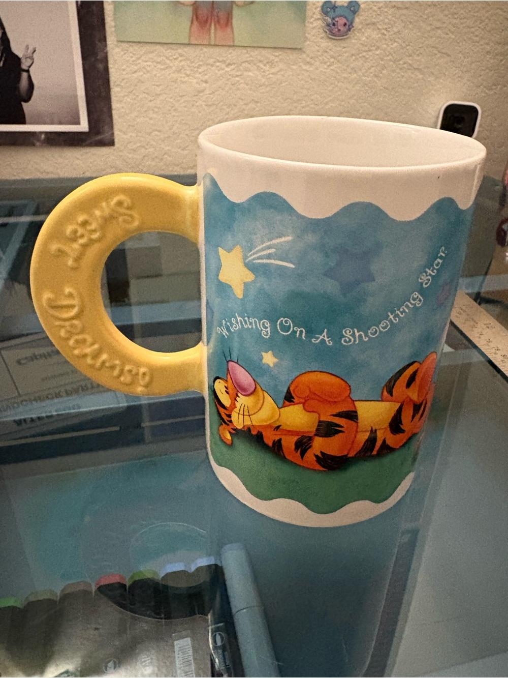 Disney Yellow Handle Tigger Ceramic Mug with Blue Artwork